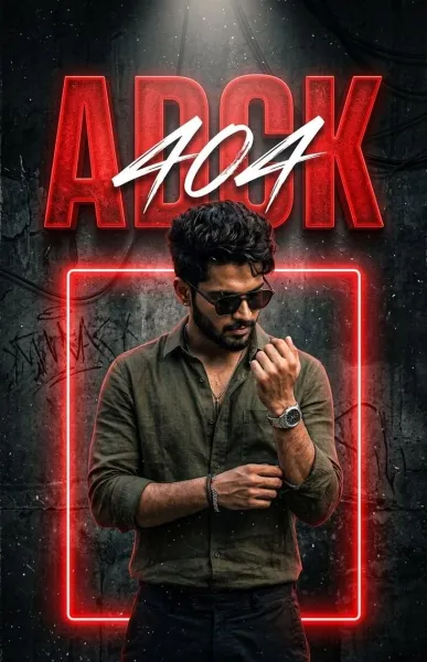Stylish Man Red Neon ARROK Poster Design Photo Editing Prompt