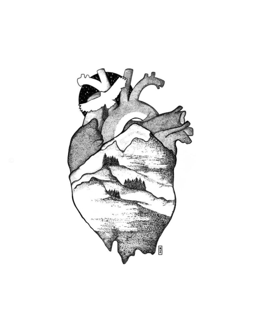 Heart drawing New easy method and anatomical heart images