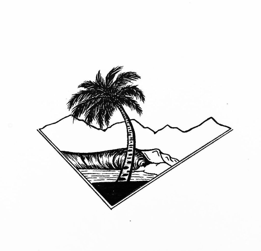 beach and palm tree drawing