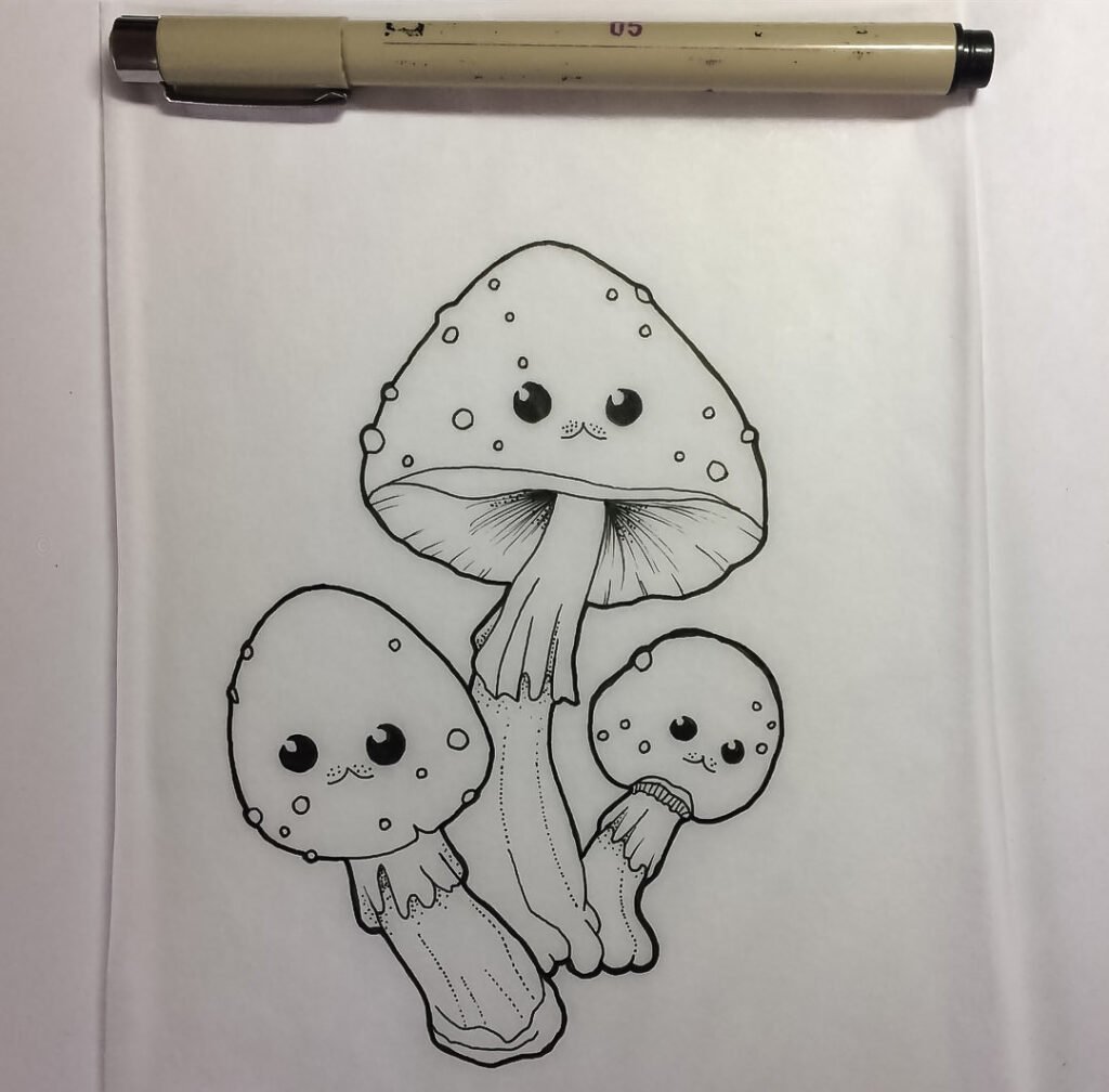 easy cute mushroom drawing