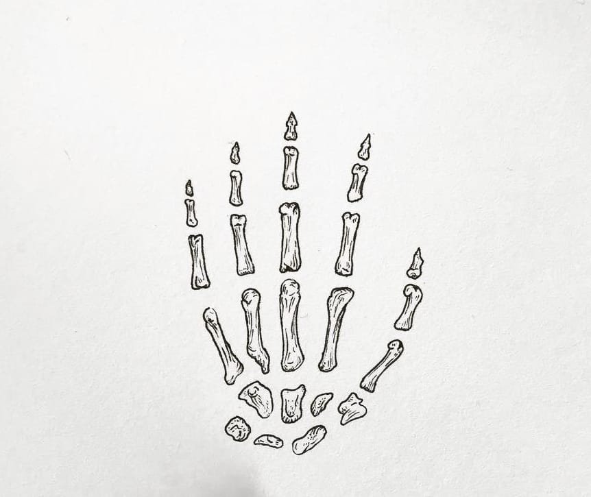 easy skeleton hand drawing