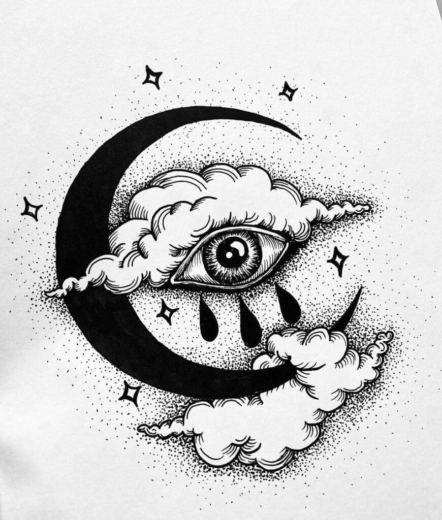 eye sky moon drawing photo