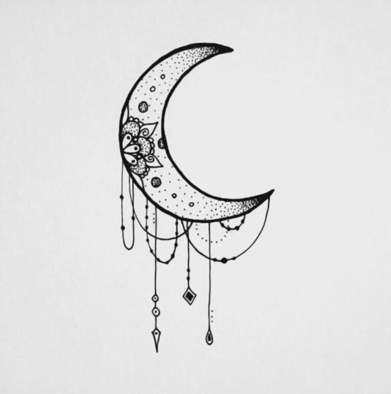 crescent moon drawing 3 step || free picture moon draw ideas