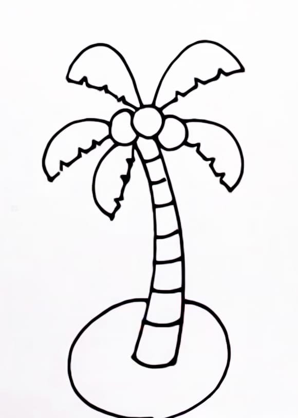 Coconut Tree Clipart Kid - Coconut Tree Line Drawing - Free Transparent PNG  Clipart Images Download