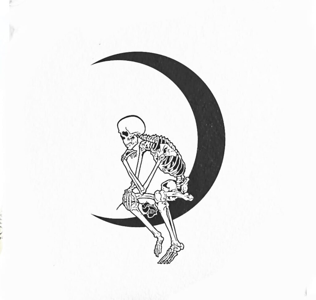 skull and moon sad posh draw picture