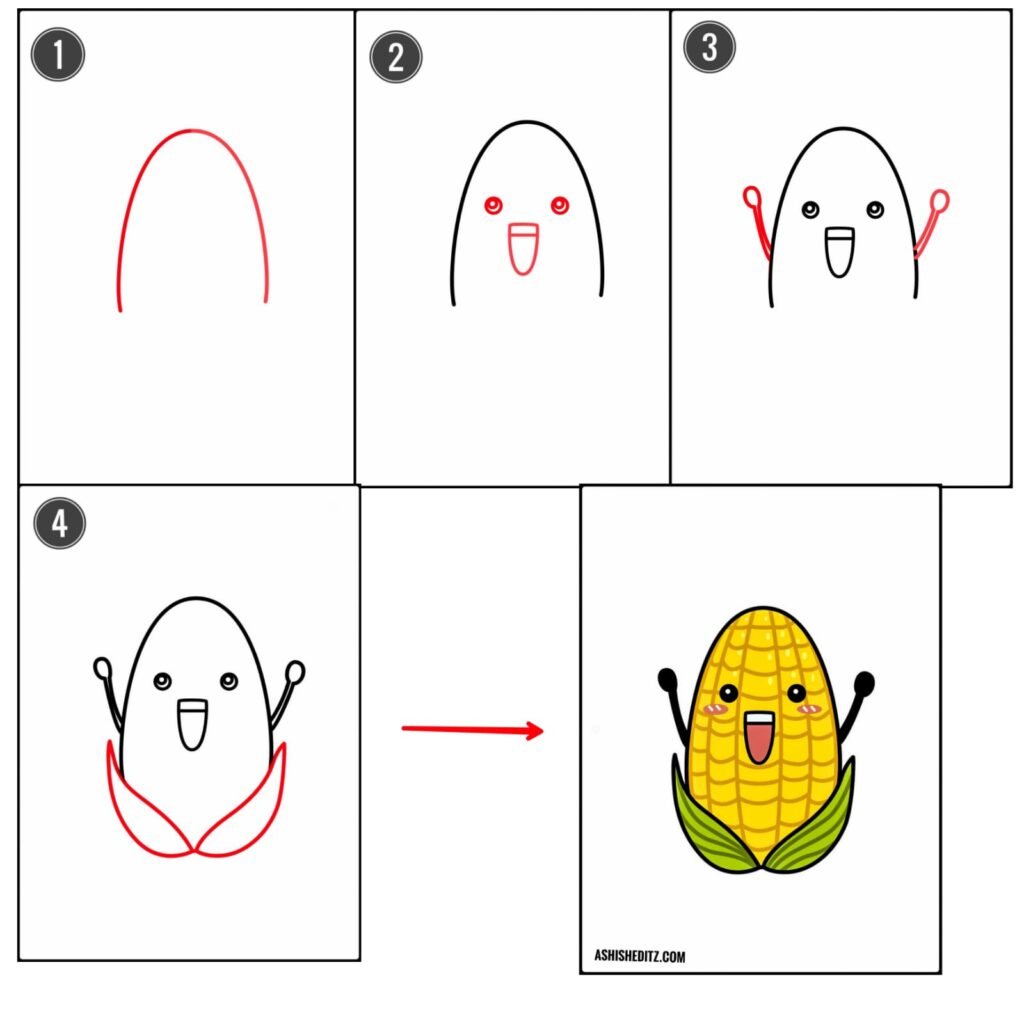 How to draw-A corn drawing step by step