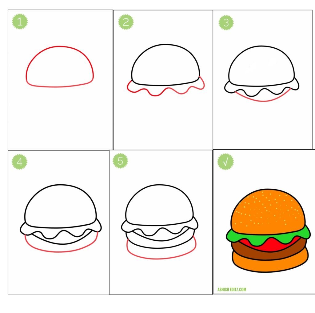 Cheeseburger sketch isolated hamburger burger - Stock Illustration  [61014204] - PIXTA