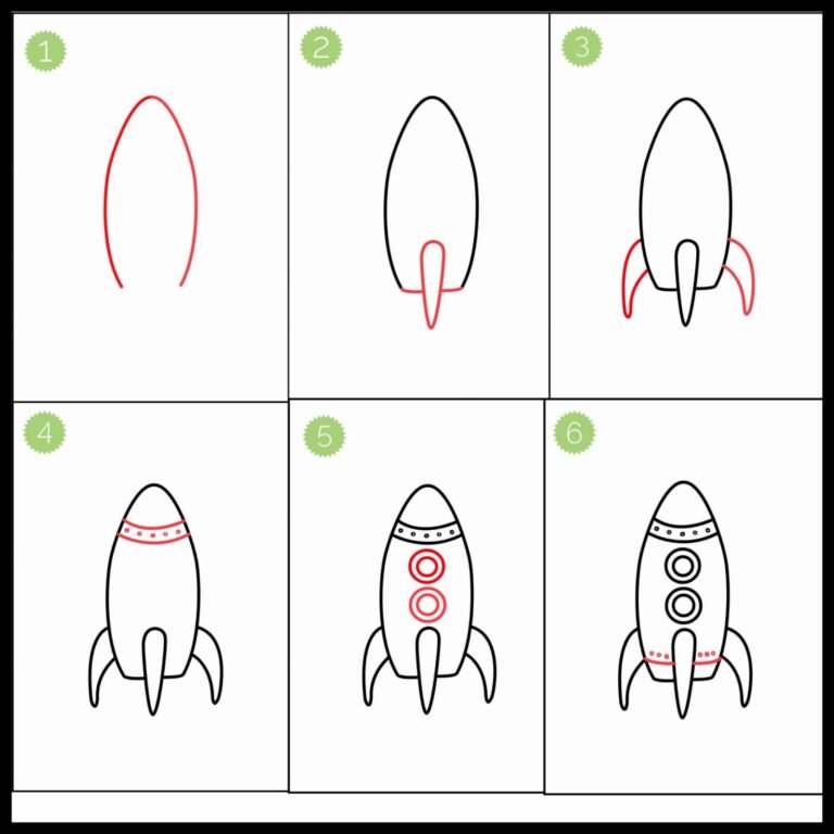 How to draw-A rocket ship drawing step by step