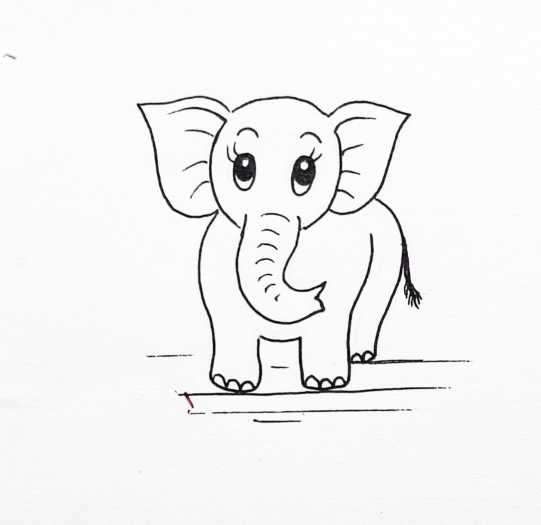 Drawing of a simple elephant Royalty Free Vector Image