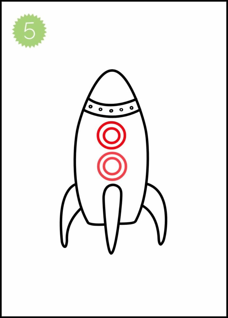 draw the outline of the bottom of the rocket ship