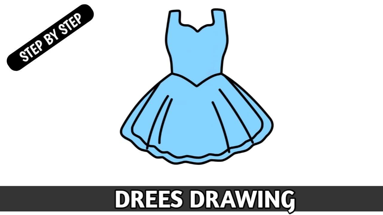 How to dress drawing easy step by step