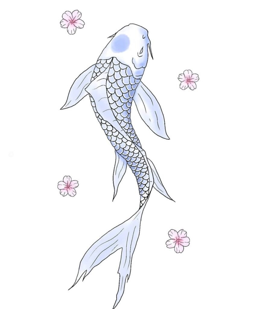 easy koi fish drawing