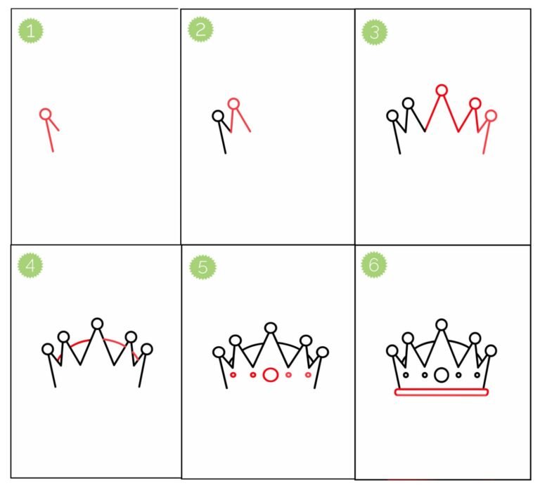 How to draw A- kings crown step by step