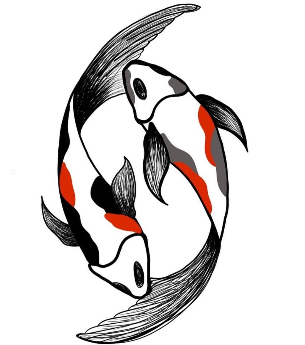 koi fish drawing designs