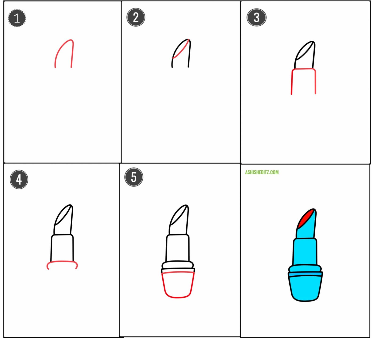 How to drawA lipstick drawing step by step