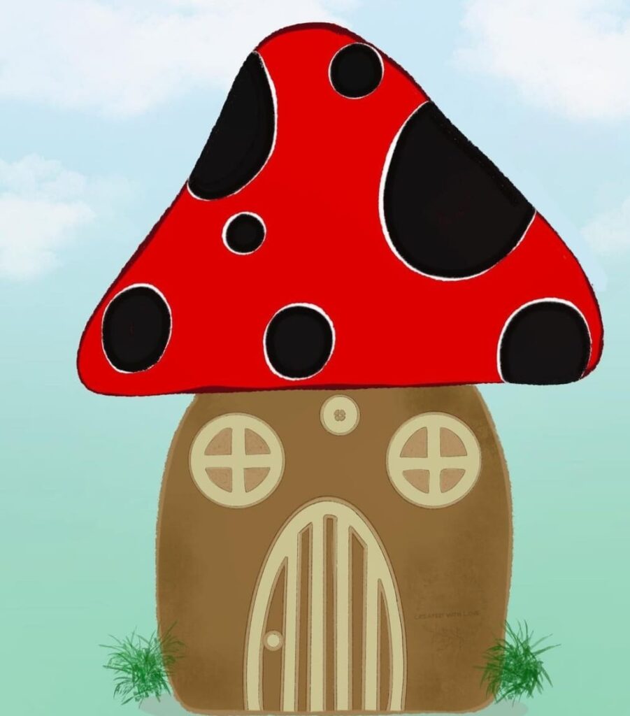 mushroom house drawing ideas