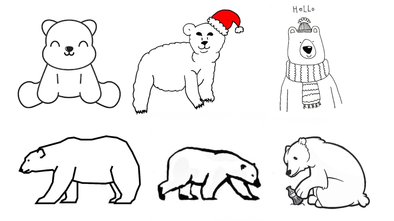 Bear sketch, Bear drawing, Polar bear drawing
