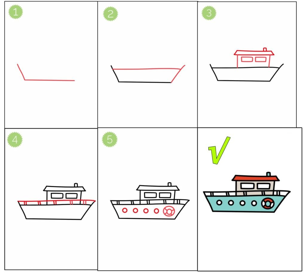 ship drawing step by step