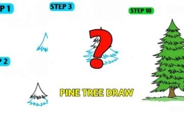 step by step pine tree drawing