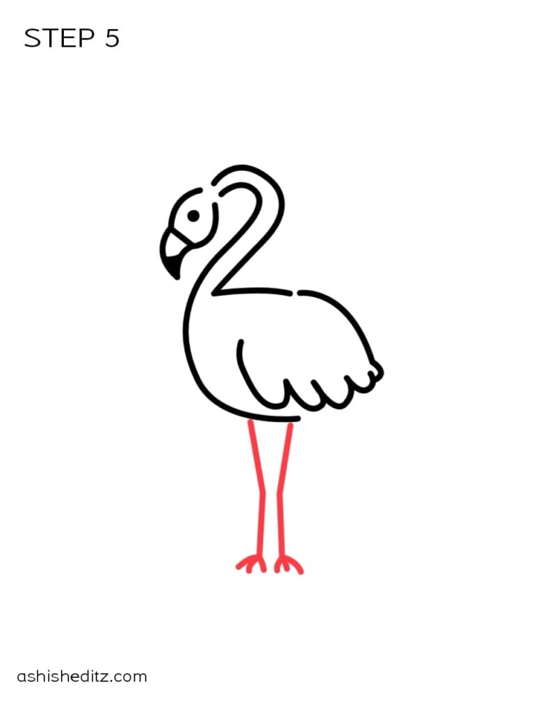 flamingo drawing step five