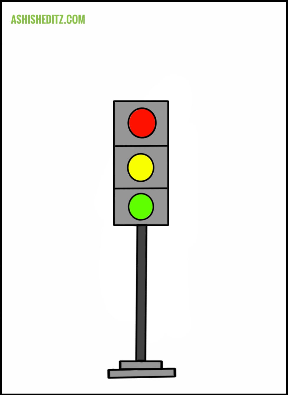 traffic light drawing with colour step by step