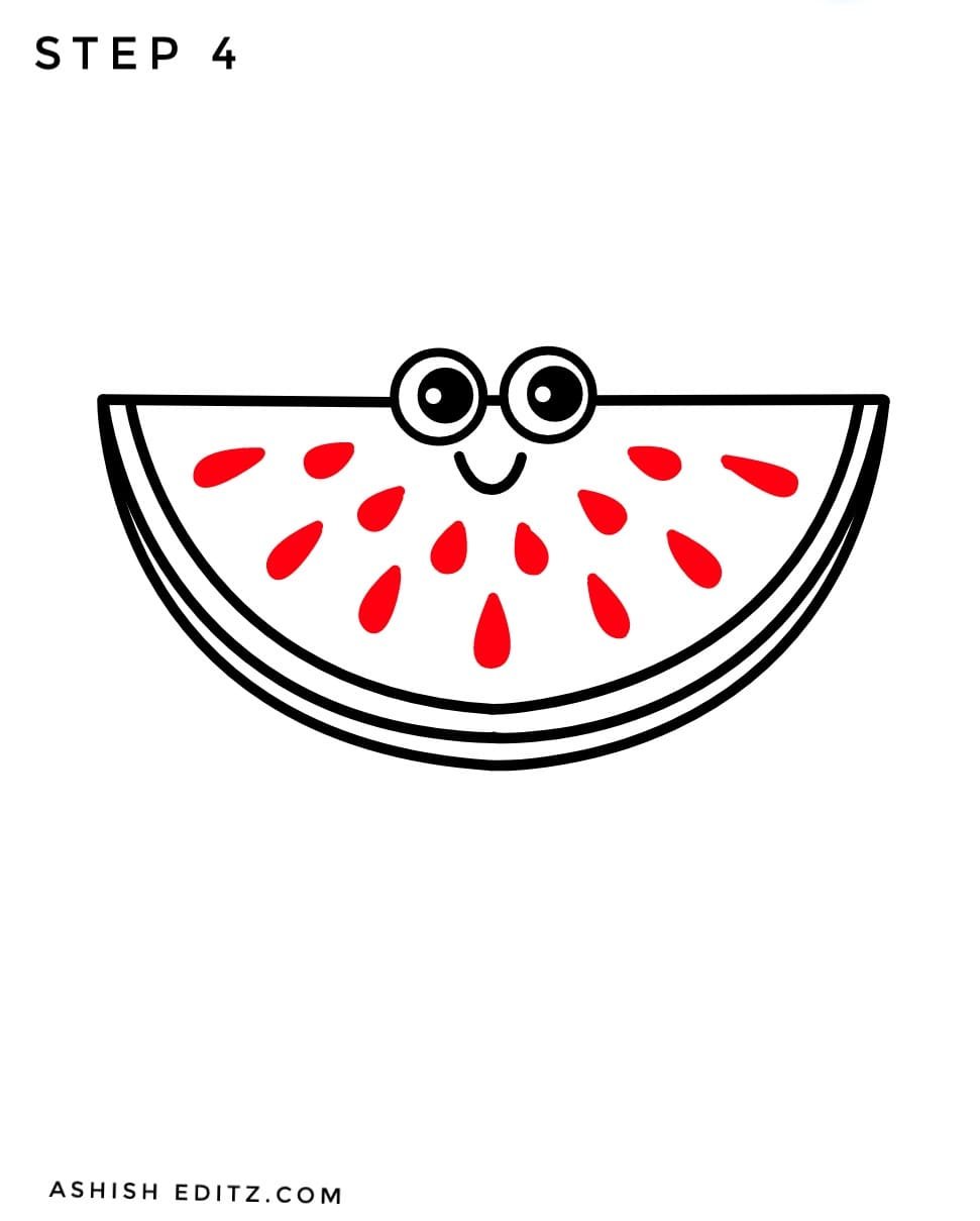 How to draw watermelon step by step