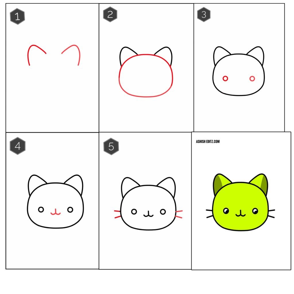 how to draw a cat face easy