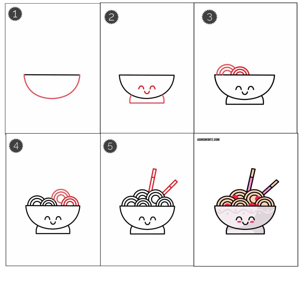 How To Noodle Drawing Easy Step Tutorial