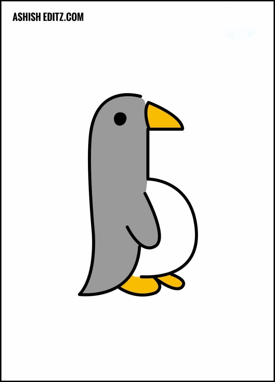 One single line drawing fun cute penguin Vector Image
