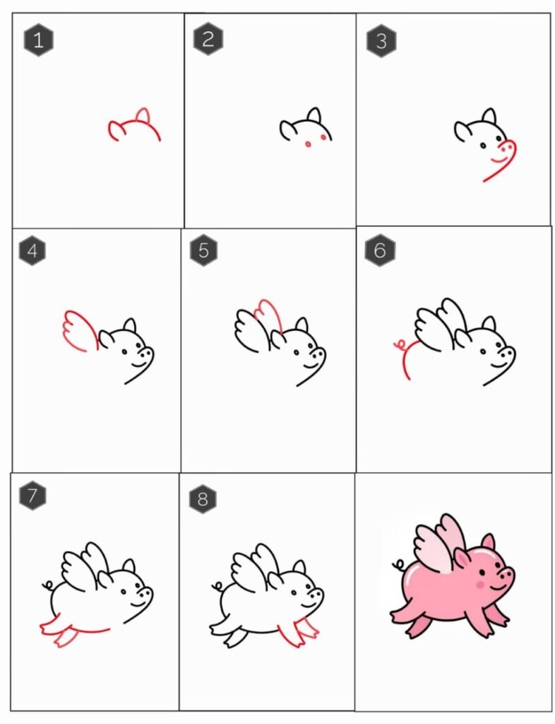 DRAW A PIG EASY | Step by Step with Easy, Spoken Instructions - YouTube