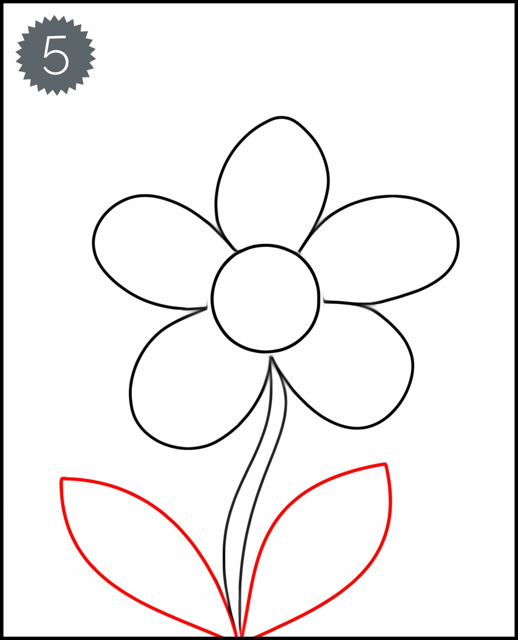 Easy flower drawing with colour step by step