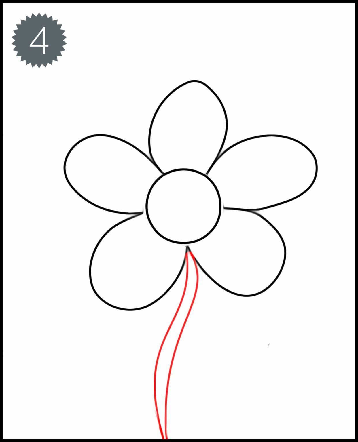 Easy flower drawing with colour step by step