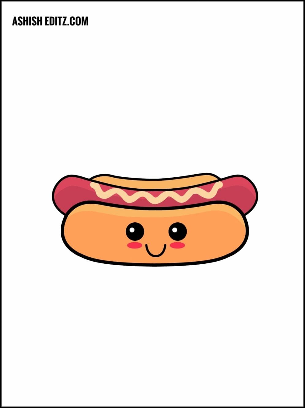 Hot dog with mustard hand drawing Royalty Free Vector Image
