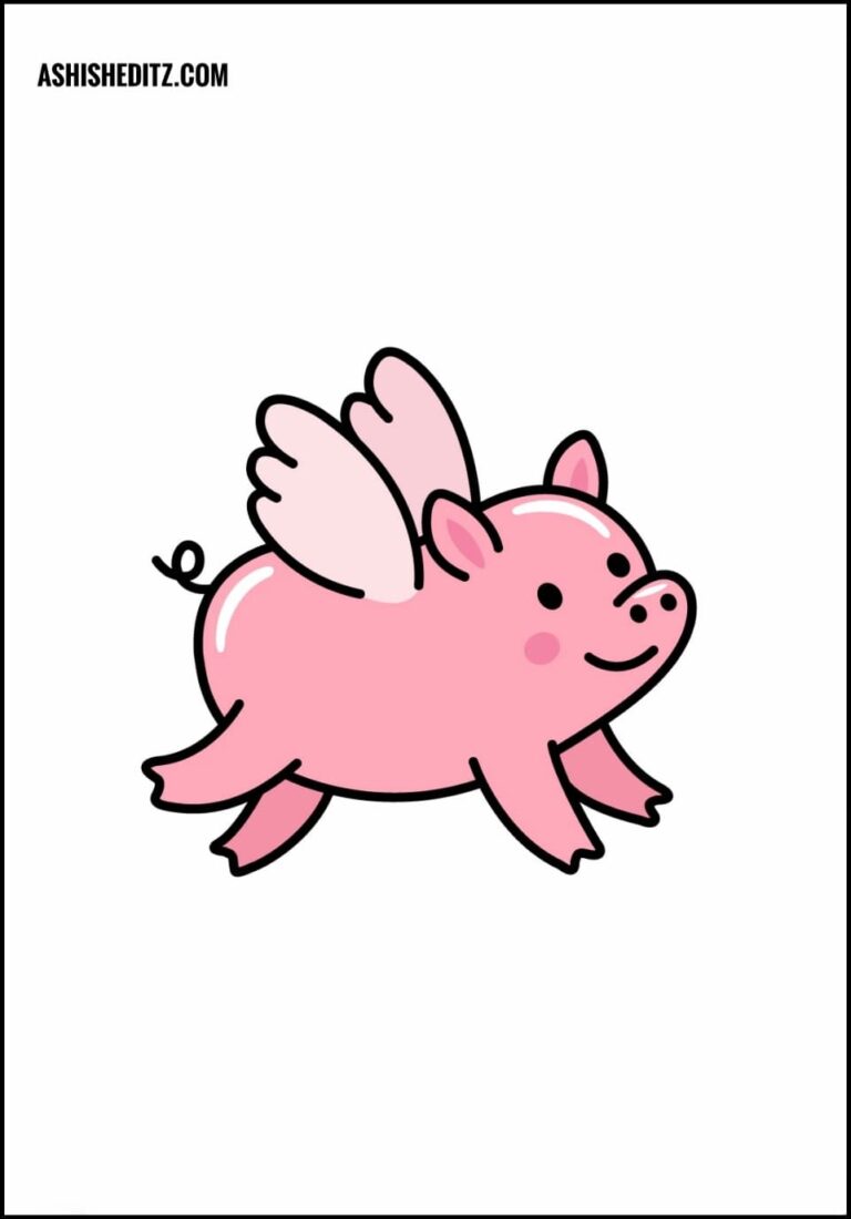 How To Draw A-flying pig For Kids Tutorial