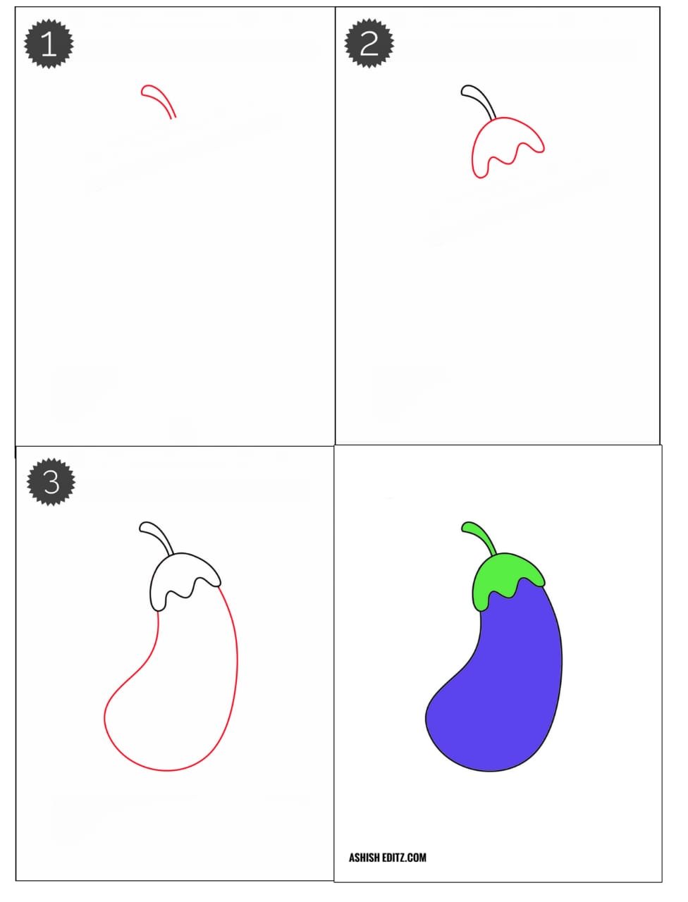 How To Draw A Brinjal Step By Step - ASHISH EDITZ