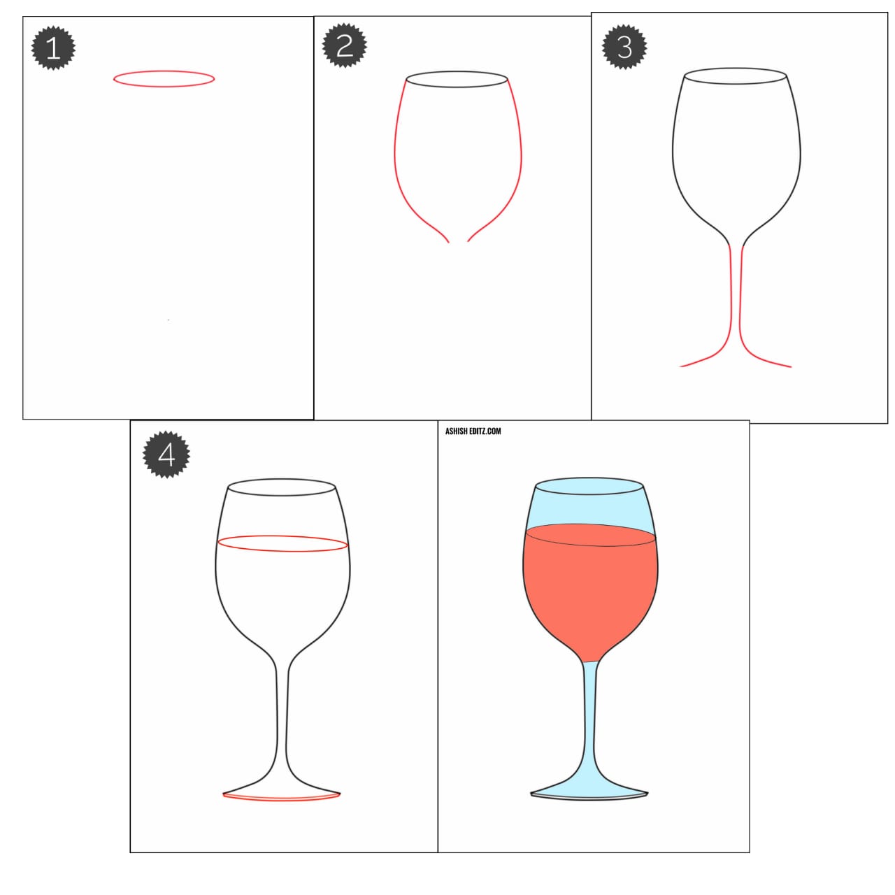 How To Draw A Wine Glass Step By Step - ASHISH EDITZ