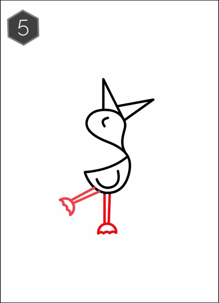 Draw two legs of a duck