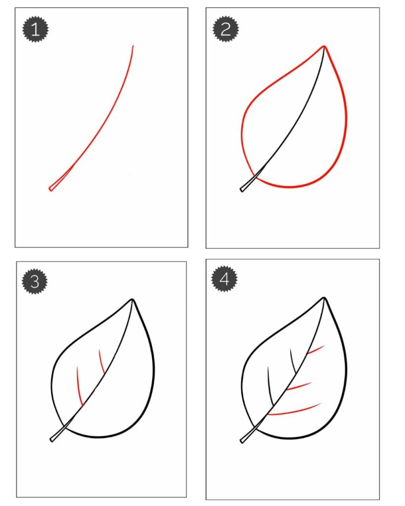 Easy Chestnut Leaf Drawing. How To Draw Step By Step. – Cass Galleas
