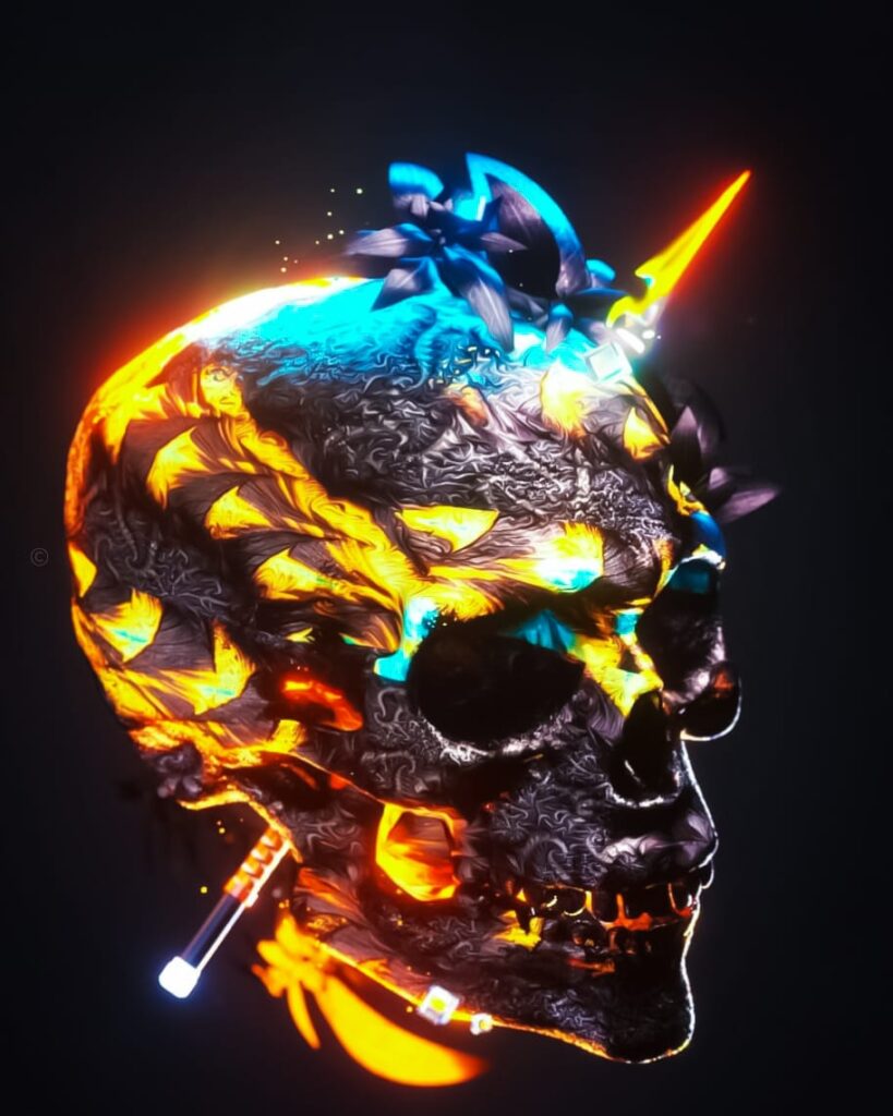 neon skull wallpaper HD