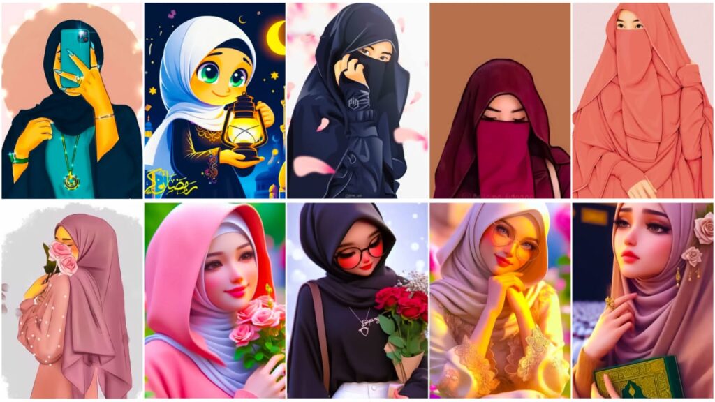 Hijab girl DP cartoon