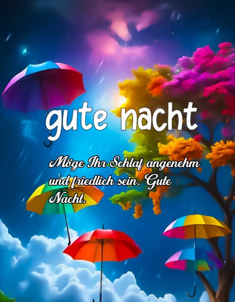 Euch allen eine gute Nacht mit Regenschirm und Regenwasser