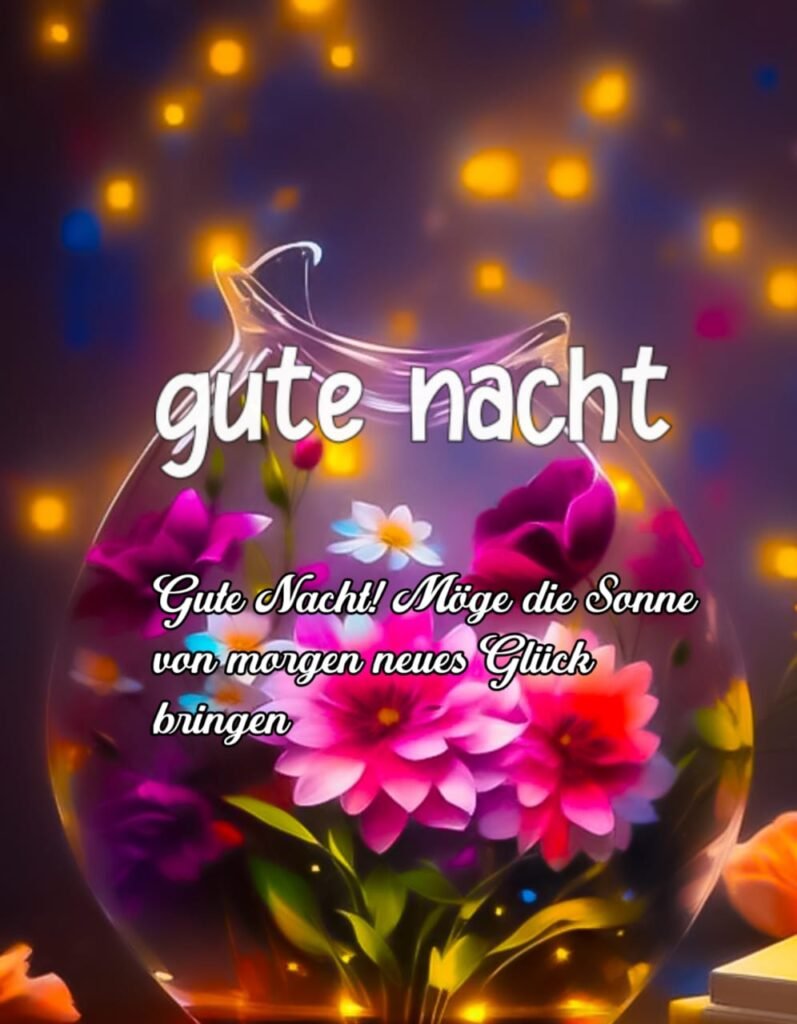 Euch allen eine schöne Gute Nacht mit Blumen im Spiegel