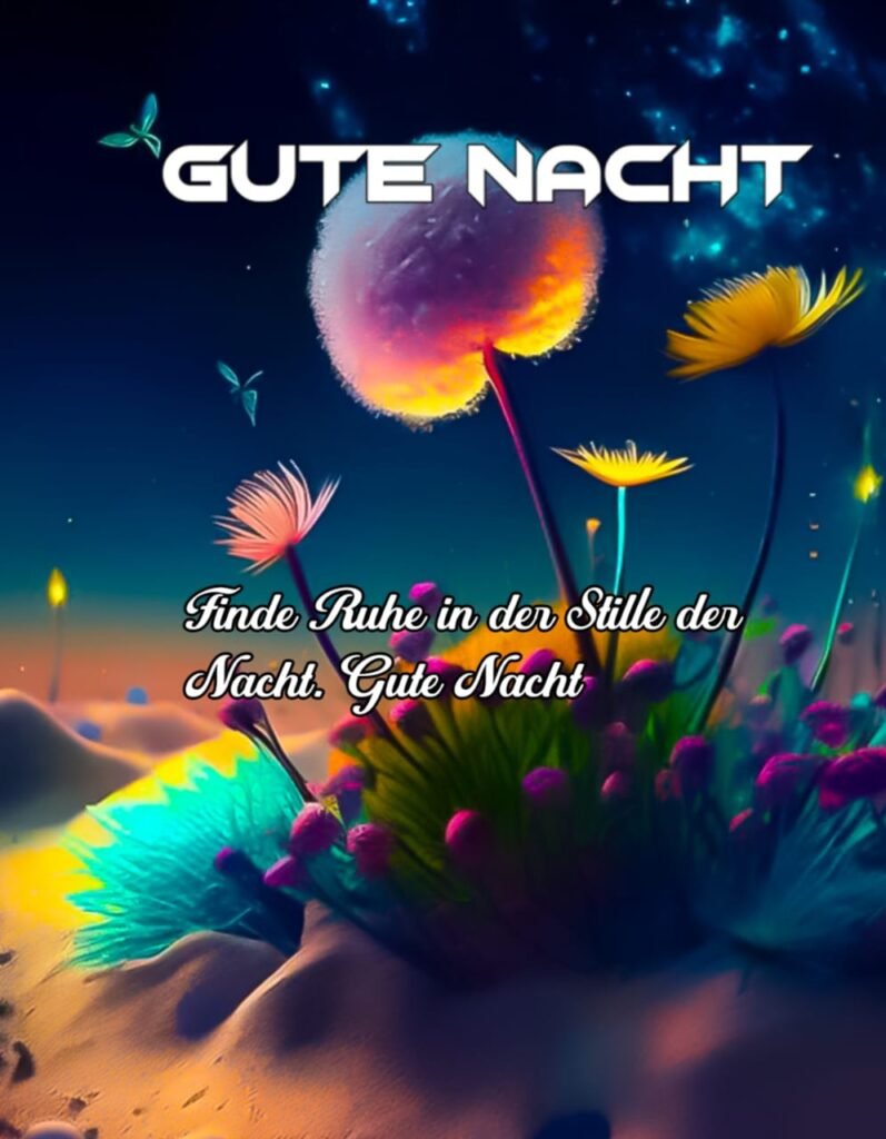 Gute-Nacht-Bilder mit süßer kleiner Blume an einem sandigen Ort