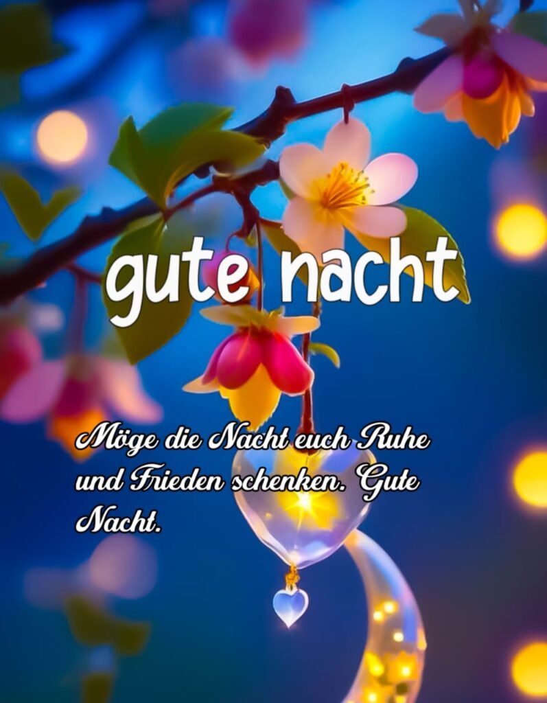 Gute Nacht mit Blumen und natürlichen Bäumen