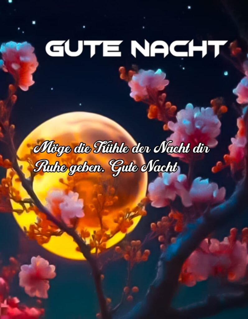 Gute Nacht mit Mond - und Blütenblättern