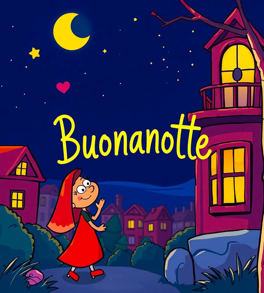  buonanotte con il cartone animato che gira
